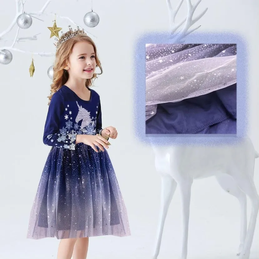 VIKITA Girls Dresses Winter Long Sleeve Party Gifts for Girls 3-7 Years