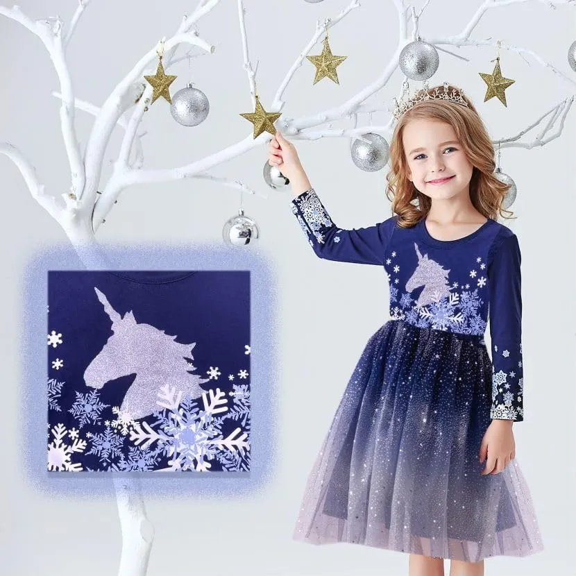 VIKITA Girls Dresses Winter Long Sleeve Party Gifts for Girls 3-7 Years