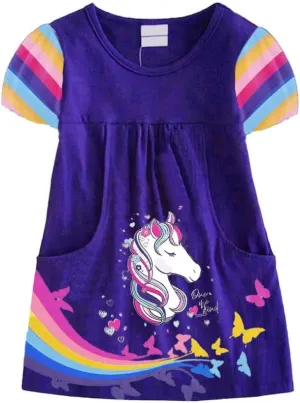 VIKITA Summer Girls Dresses Short Sleeve Casual Toddler Girl Clothes Schoold Outfits for Kids