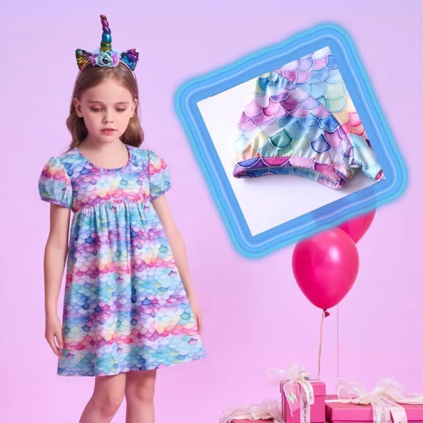 VIKITA Summer Girls Dresses Short Sleeve Casual Toddler Girl Clothes Schoold Outfits for Kids