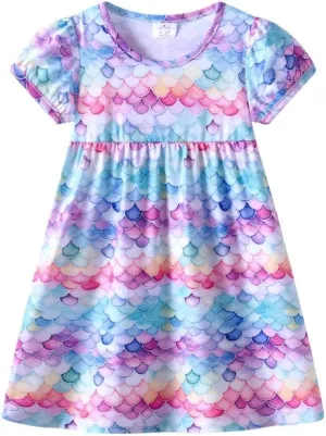 VIKITA Summer Girls Dresses Short Sleeve Casual Toddler Girl Clothes Schoold Outfits for Kids