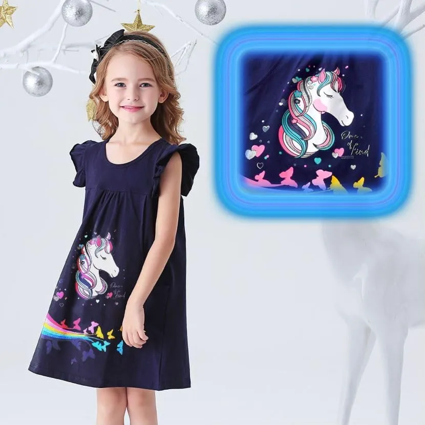 VIKITA Summer Girls Dresses Short Sleeve Casual Toddler Girl Clothes Schoold Outfits for Kids