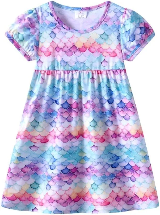 VIKITA Summer Girls Dresses Short Sleeve Casual Toddler Girl Clothes Schoold Outfits for Kids