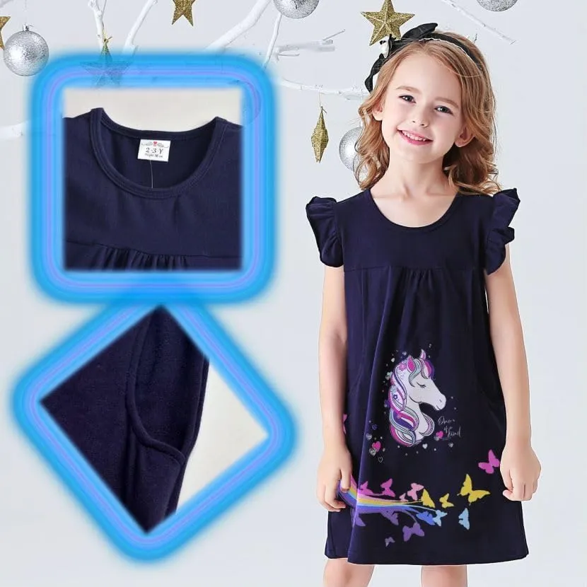 VIKITA Summer Girls Dresses Short Sleeve Casual Toddler Girl Clothes Schoold Outfits for Kids