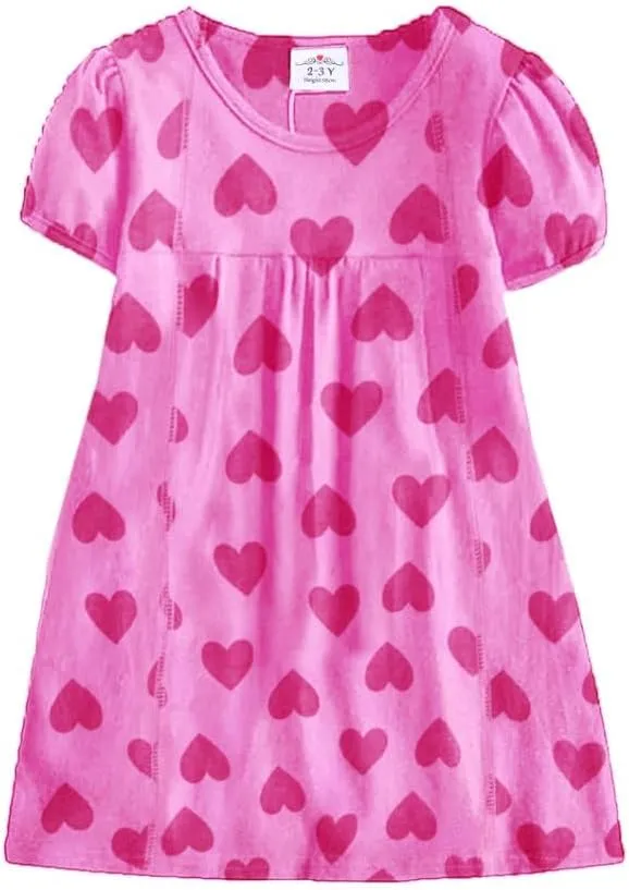 VIKITA Summer Girls Dresses Short Sleeve Casual Toddler Girl Clothes Schoold Outfits for Kids