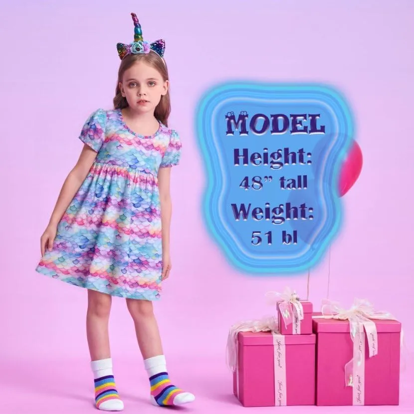 VIKITA Summer Girls Dresses Short Sleeve Casual Toddler Girl Clothes Schoold Outfits for Kids