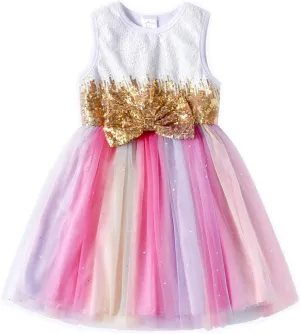 VIKITA Toddler Girls Dresses Summer Sleeveless Polyester Tutu Dresses for Girls 3-12 Years
