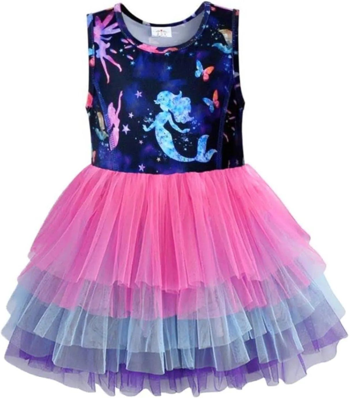 VIKITA Toddler Girls Dresses Summer Sleeveless Polyester Tutu Dresses for Girls 3-12 Years