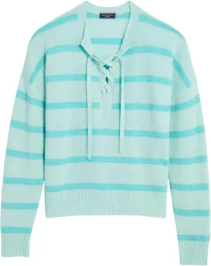 vineyard vines Women's Linen Cashmere Lace-up Crewneck Sweater