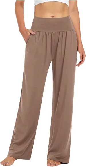 Wide Leg Yoga Pants for Women High Waist Sports Athletic Lounge Pants Casual Loose Cozy Sweatpants with Pockets