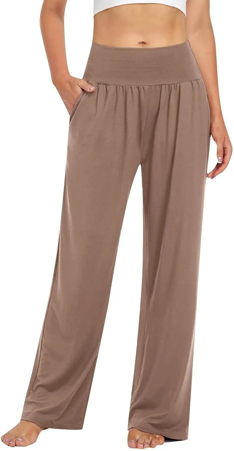 Wide Leg Yoga Pants for Women High Waist Sports Athletic Lounge Pants Casual Loose Cozy Sweatpants with Pockets