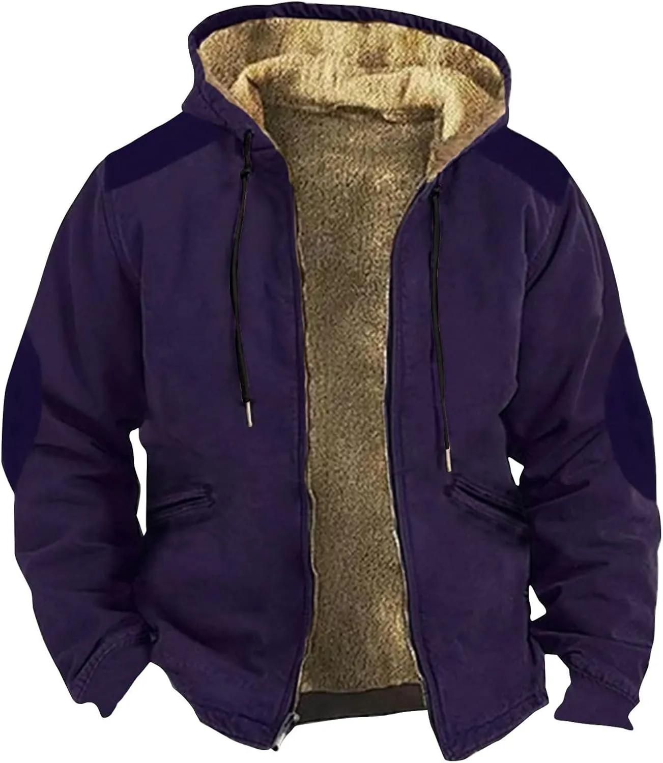 Winter Jackets For Men Sherpa With Hood Casual Winter Coats Fleece Zipper Hoodie Big And Tall 2024 Fall Outfits Pocket