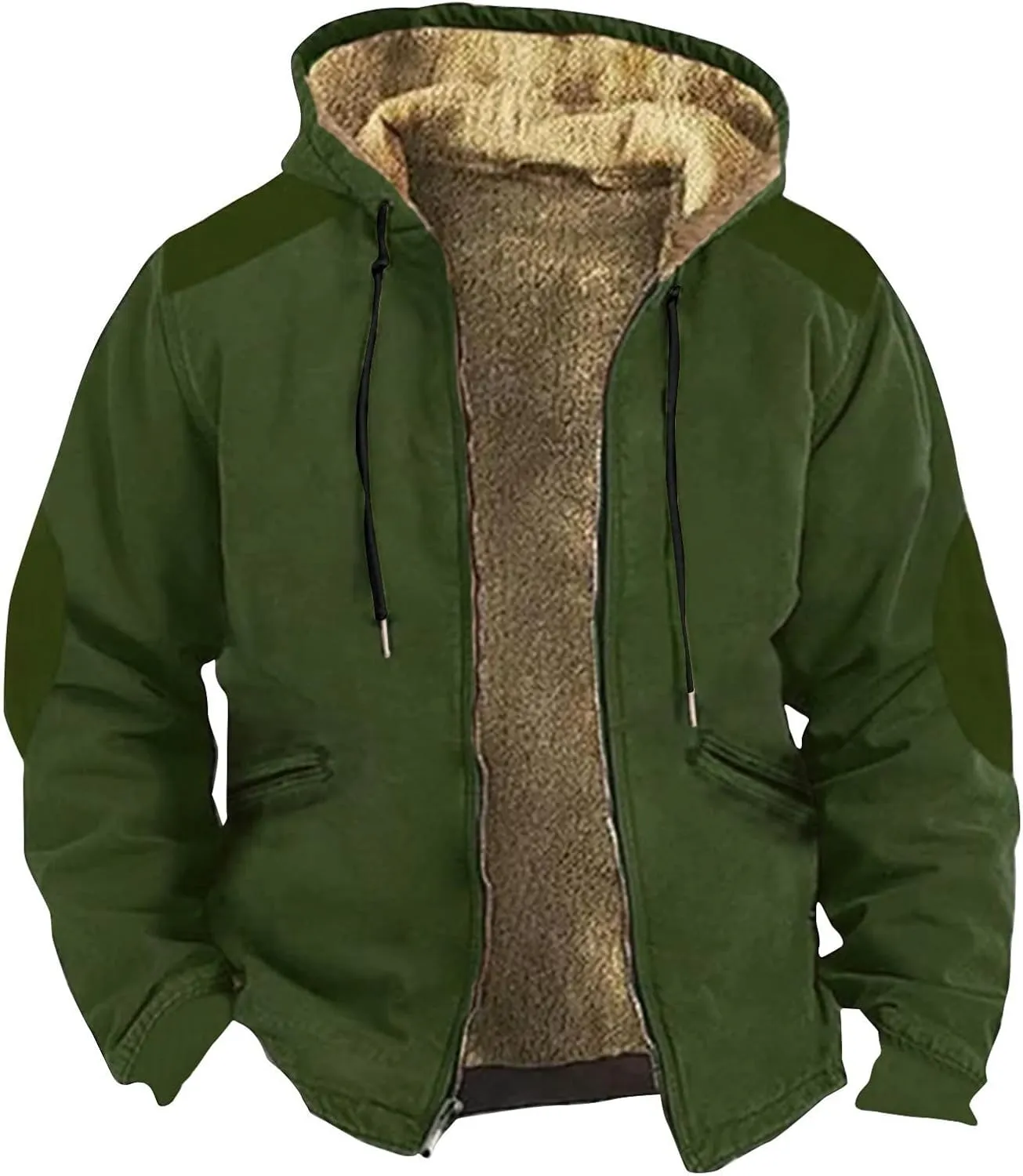 Winter Jackets For Men Sherpa With Hood Casual Winter Coats Fleece Zipper Hoodie Big And Tall 2024 Fall Outfits Pocket
