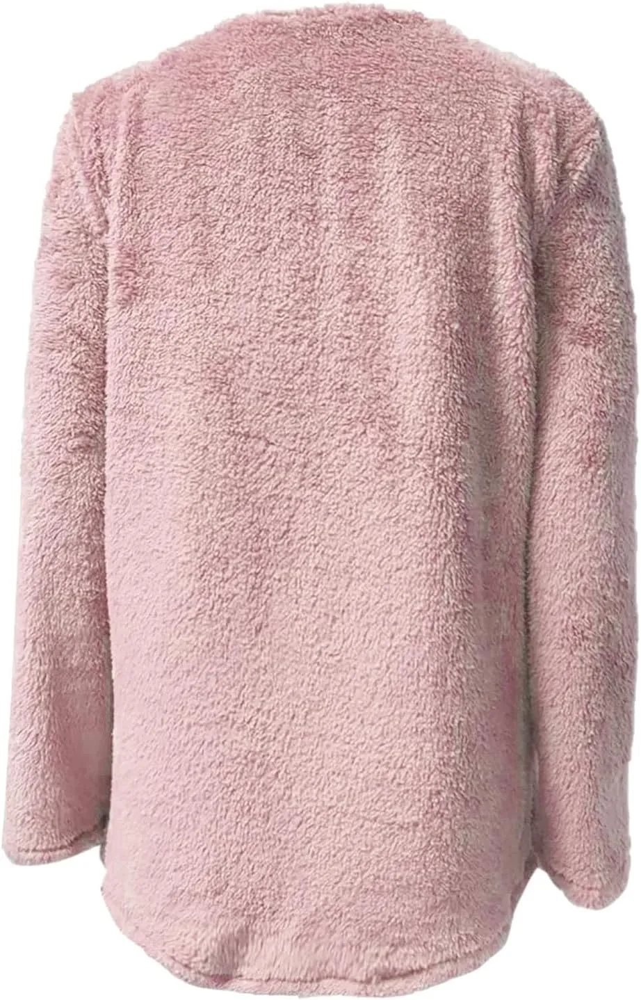 Womens 2024 Fashion Winter Fleece Warm Sweater V Neck Solid Color Long Sleeve Pullover With Pocket Casual Loose Tops