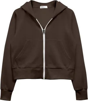 Women's Cropped Zip Up Hoodie Long Sleeve Sweatshirt Jacket