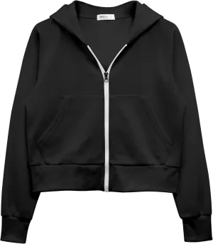 Women's Cropped Zip Up Hoodie Long Sleeve Sweatshirt Jacket