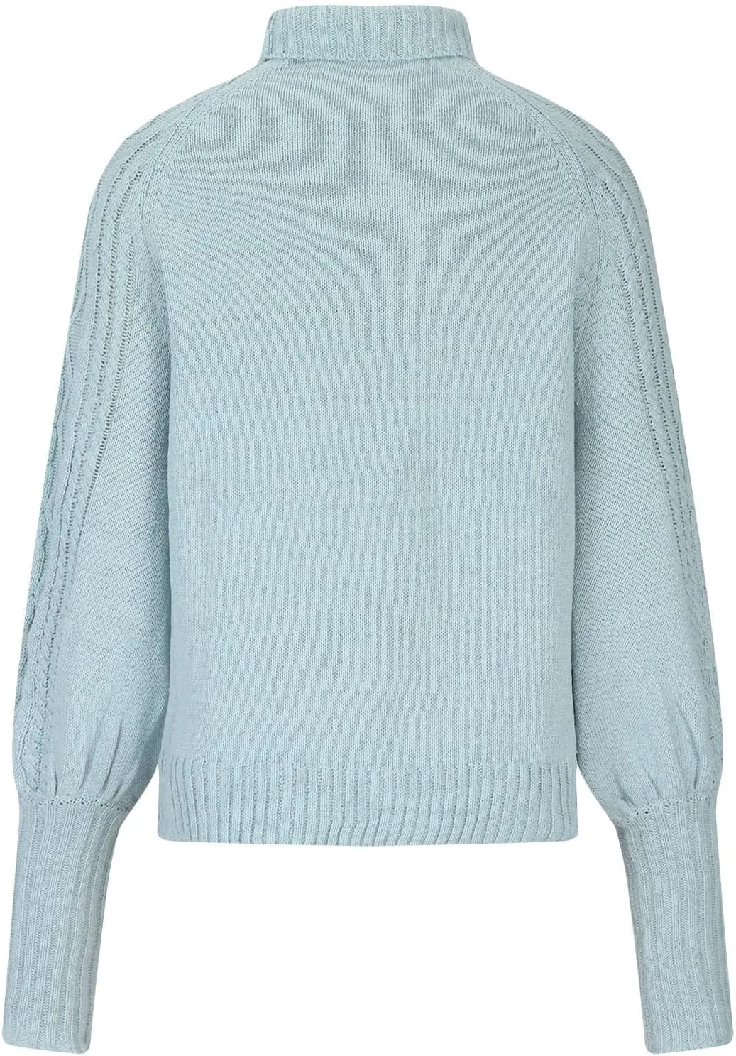 Women's Long Lantern Sleeve Turtleneck Sweater Cable Knit Pullover Casual Chunky Sweaters Fall Loose Jumper Tops