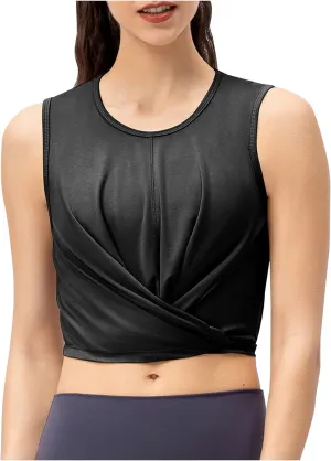 Women's Modal Sports Tank Tops, Lightweight Sleeveless Quick-Dry Athletic Yoga Shirts Fashion Front Tie Knot Top