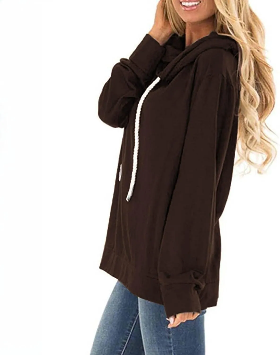 Womens Oversize Fleece Hoodies Casual Long Sleeve Sweatshirt Drawstring Tops Fashion Winter Fall y2k Outfits 2024