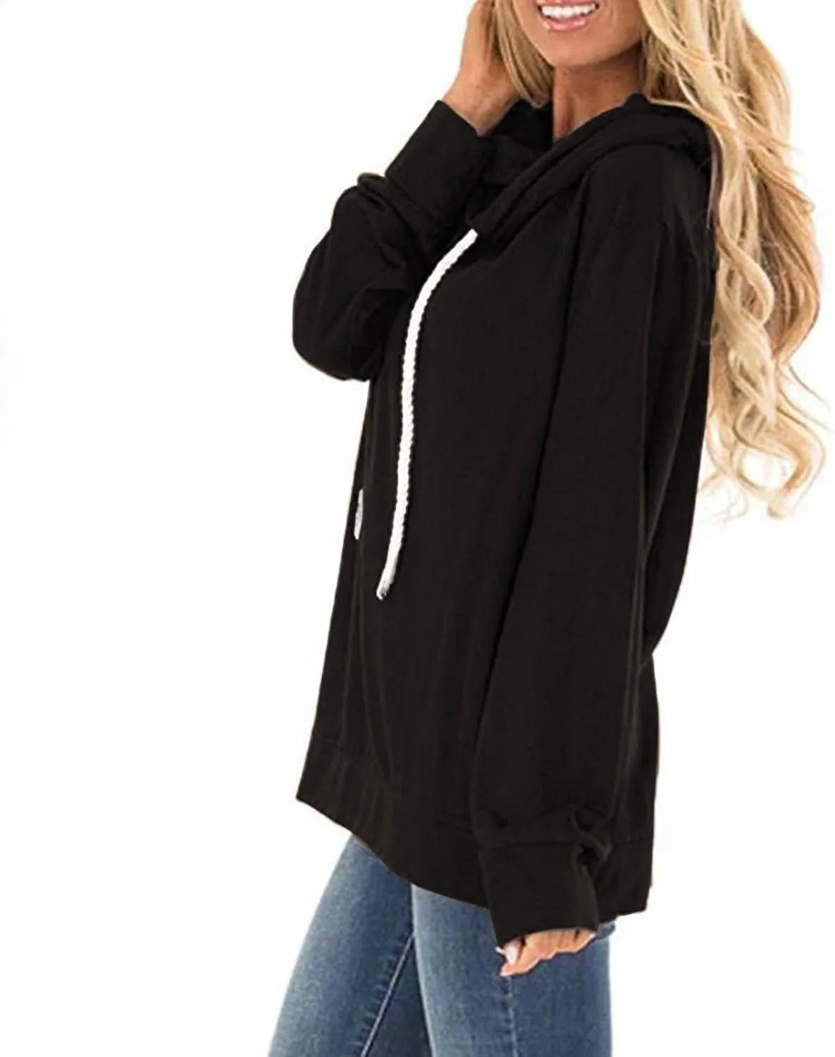 Womens Oversize Fleece Hoodies Casual Long Sleeve Sweatshirt Drawstring Tops Fashion Winter Fall y2k Outfits 2024