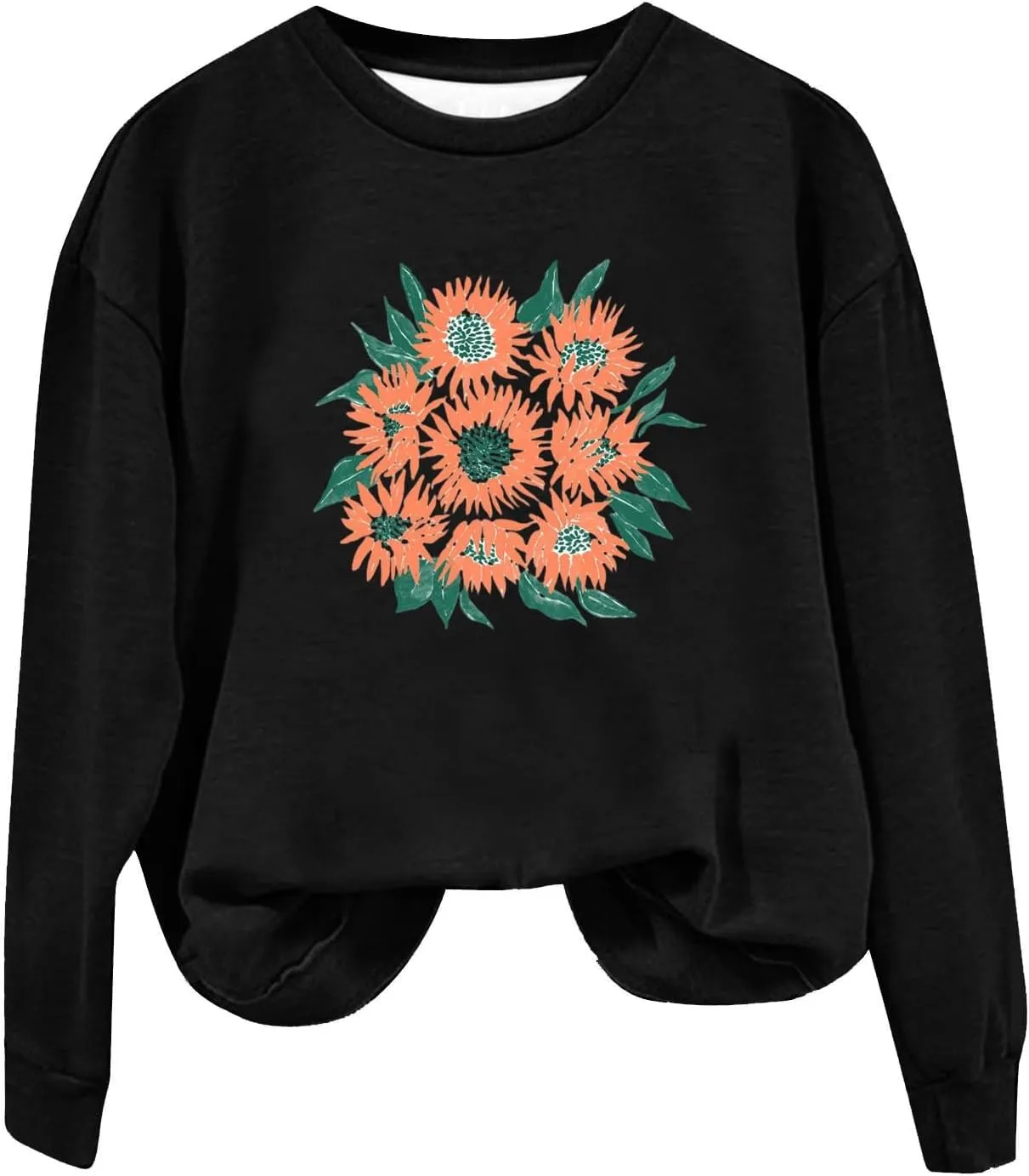 Womens Oversized Sweatshirts Crew Neck Long Sleeve Floral Print Top Casual Loose Fleece Soft Fashion Clothes 2024