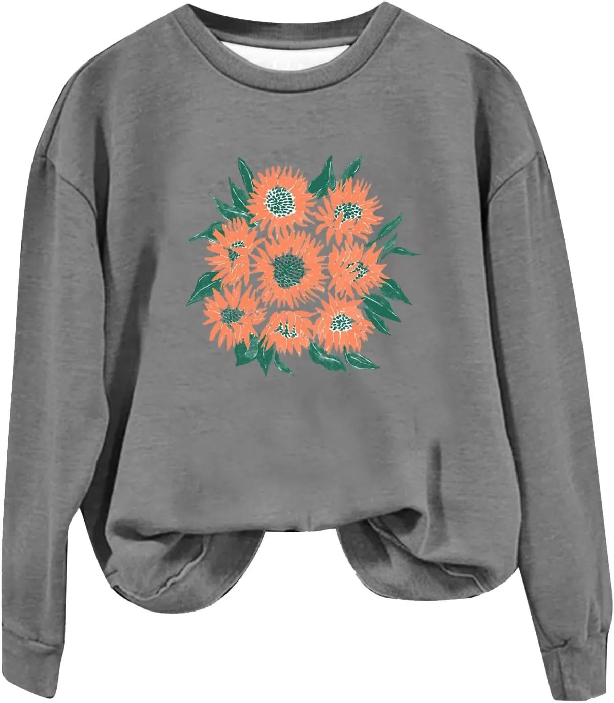 Womens Oversized Sweatshirts Crew Neck Long Sleeve Floral Print Top Casual Loose Fleece Soft Fashion Clothes 2024