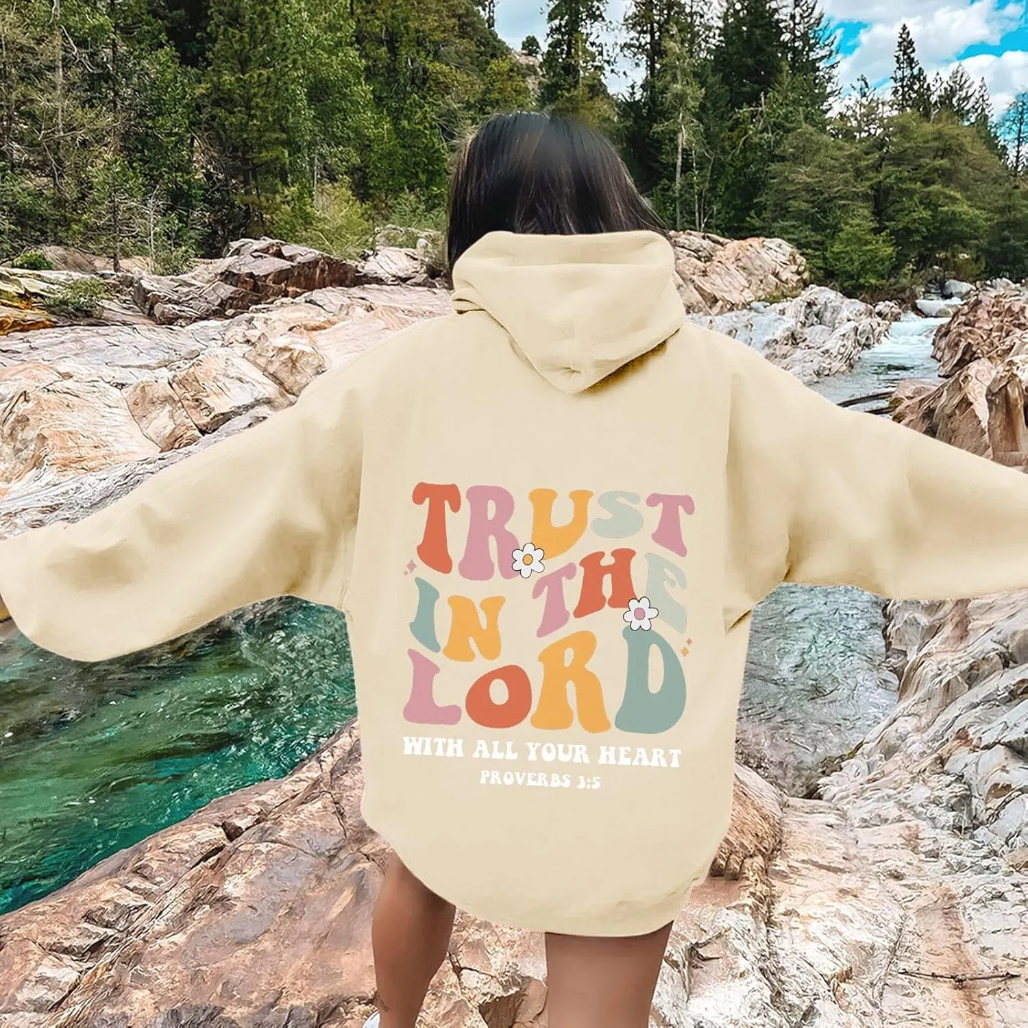 Womens Pullover Fleece Hoodie Trust In The Lord Christian Religious Sayings Pullover Hoodies Sweatshirt