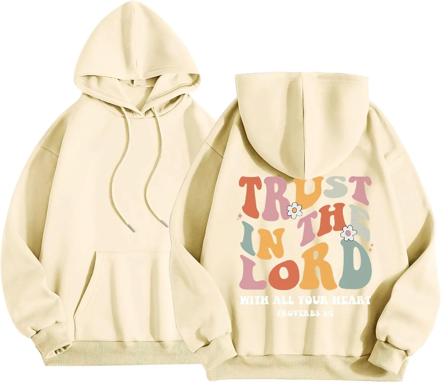 Womens Pullover Fleece Hoodie Trust In The Lord Christian Religious Sayings Pullover Hoodies Sweatshirt