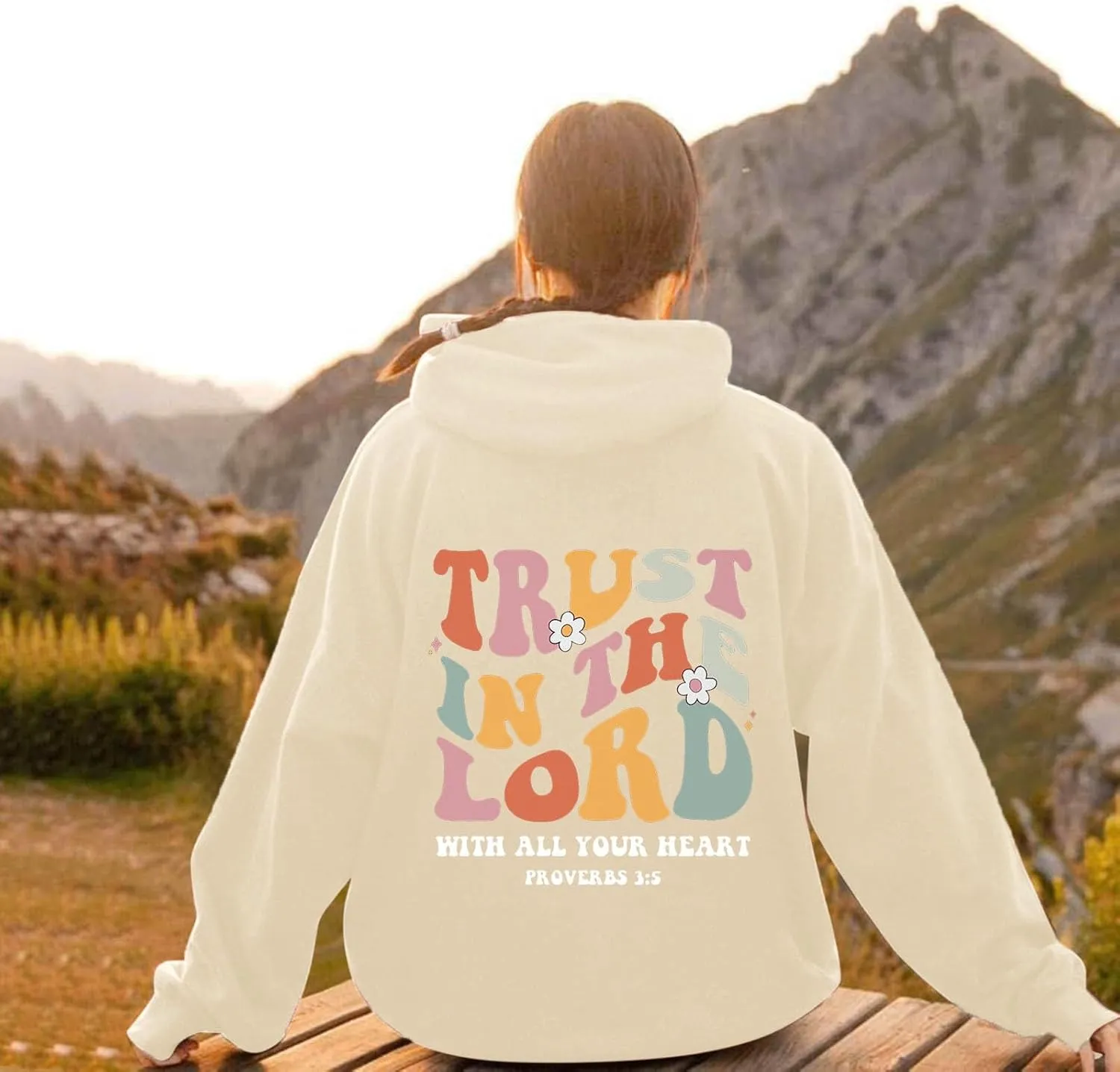 Womens Pullover Fleece Hoodie Trust In The Lord Christian Religious Sayings Pullover Hoodies Sweatshirt
