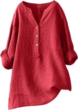 Womens Short Sleeve Linen Shirt Casual Crew Neck Dressy T-Shirt Plain Solid Loose Summer Tee Top