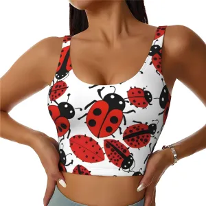 Women's Sports Bra Elastic Sports Vest Yoga Tank Top Tops Shirts Quick Dry Fabric Ladybugs Pattern Infinite Speckled Pattern XX-Large