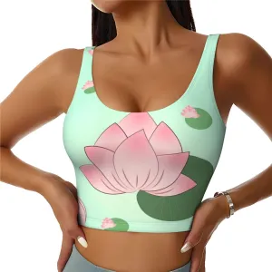 Women's Sports Bra Elastic Sports Vest Yoga Tank Top Tops Shirts Quick Dry Fabric Lotus flowers waiting to bloom Pattern Small