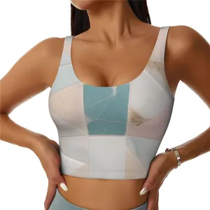 Women's Sports Bra Elastic Sports Vest Yoga Tank Top Tops Shirts Quick Dry Fabric Water mills of marble texture Pattern Medium