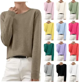Womens Sweaters Knit Fuzzy Long Sleeve Solid Color Casual Pullover Tops Soft Warm Loose Trendy Winter Sweaters