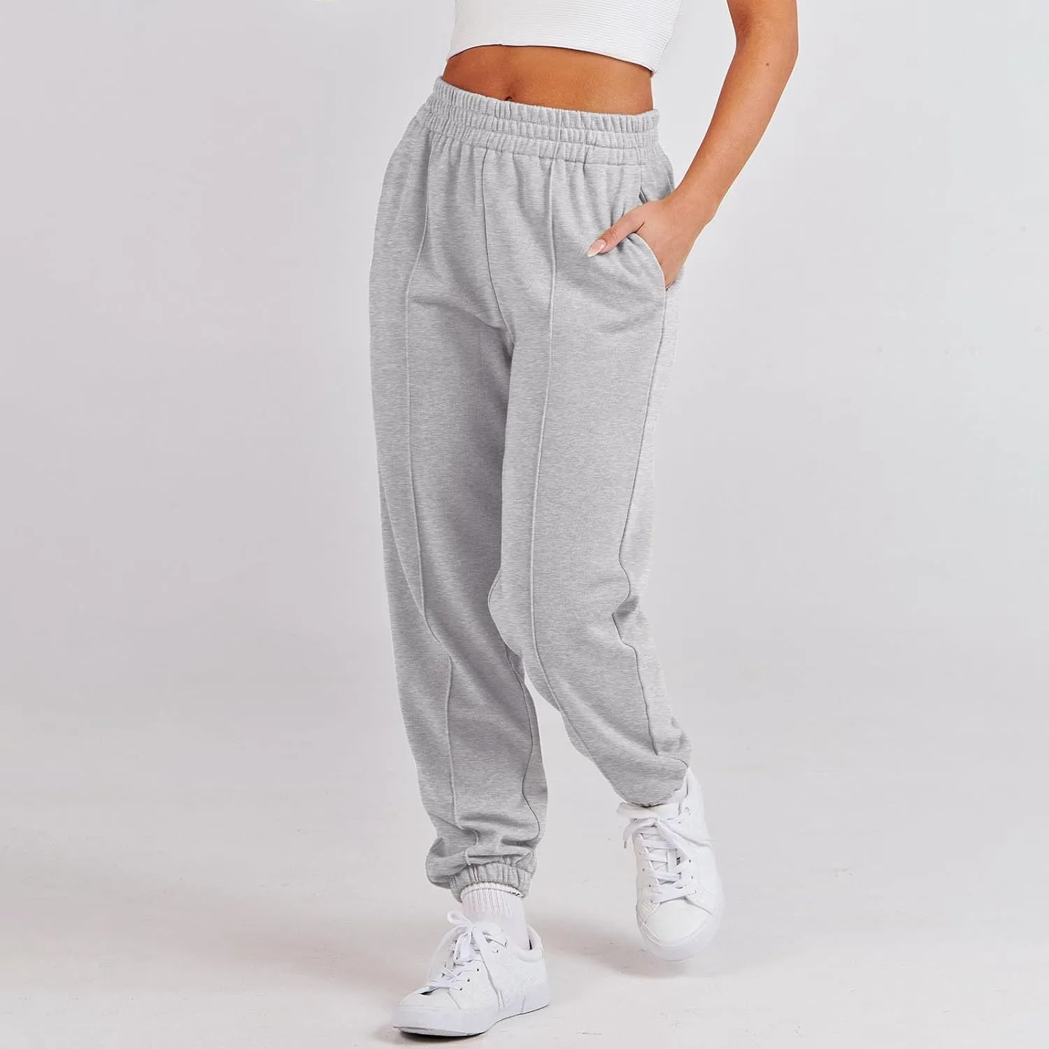 Womens Sweatpants High Waisted Athletic Joggers Pants Fleece Sweat Pant Cinch Bottom Pants with Pants