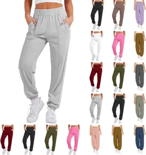 Womens Sweatpants High Waisted Athletic Joggers Pants Fleece Sweat Pant Cinch Bottom Pants with Pants