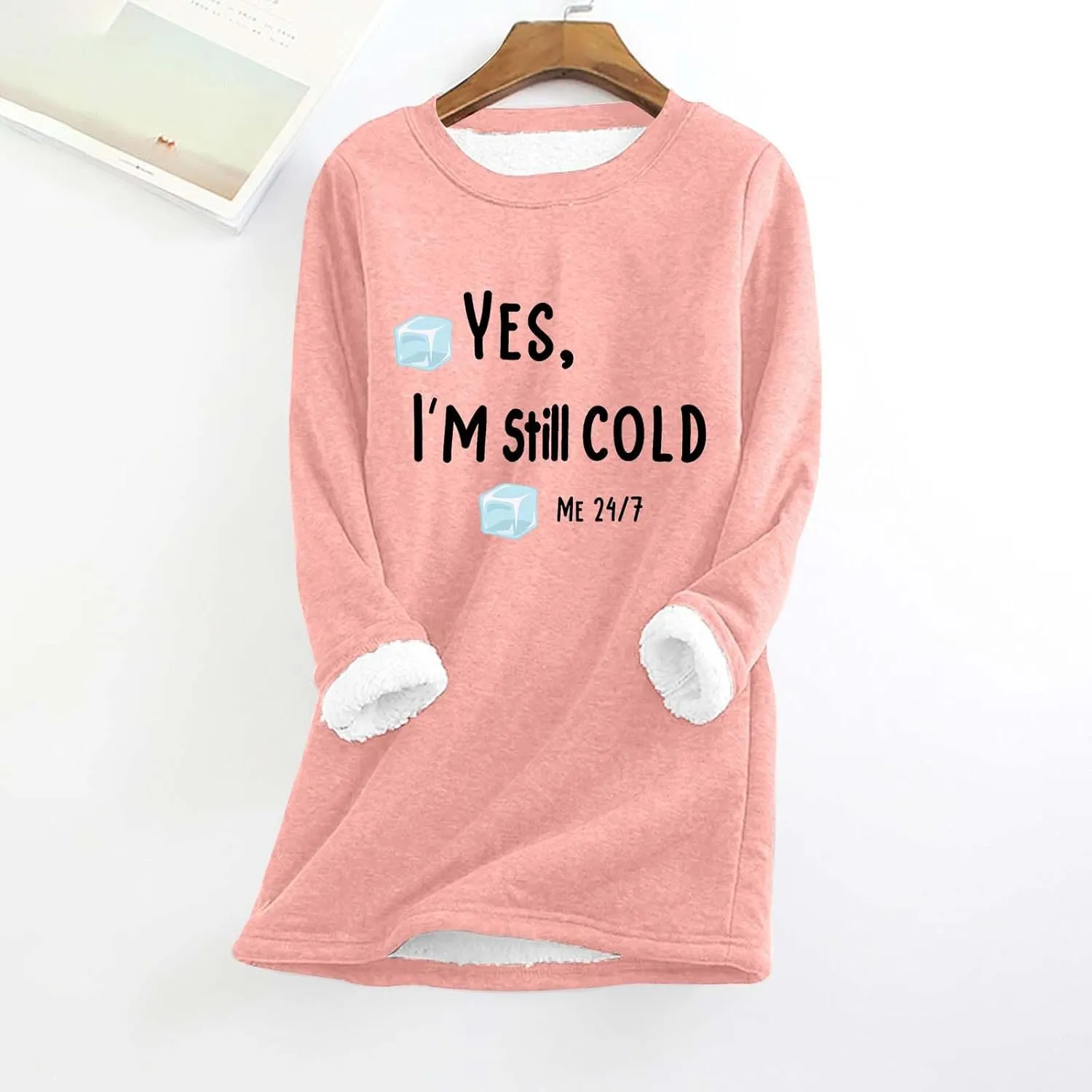 Womens Sweatshirt Warm Sherpa Lined Fleece Pullover Tops Casual Crewneck Sweater Long Sleeve Pullover Loungewear