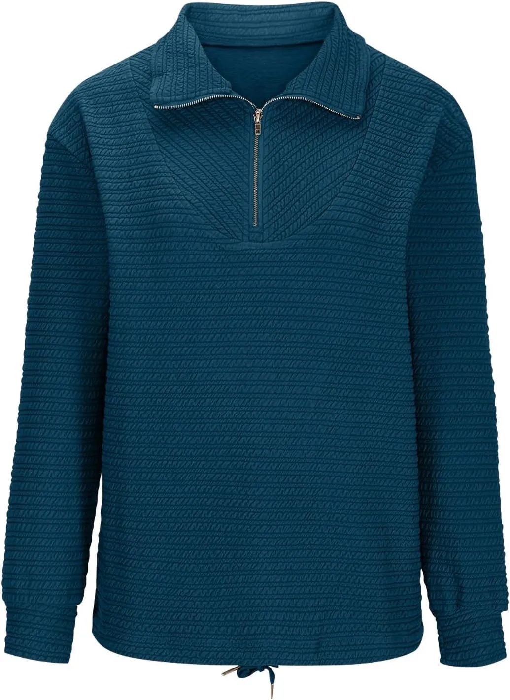 Womens Sweatshirts Half Zip Long Sleeve Sweater Fashion Waffle Plain Warm Tops Fall Trendy Fleece Pullover Top 2024