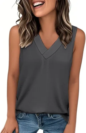 Womens Tank Tops 2025 Comfy T-Shirt Dressy Sleeveless V Neck Summer Loose Tank Top Tshirts