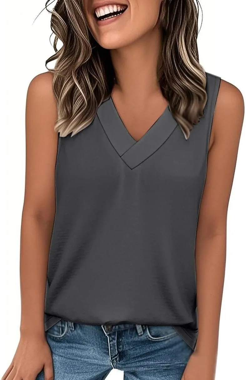 Womens Tank Tops 2025 Comfy T-Shirt Dressy Sleeveless V Neck Summer Loose Tank Top Tshirts