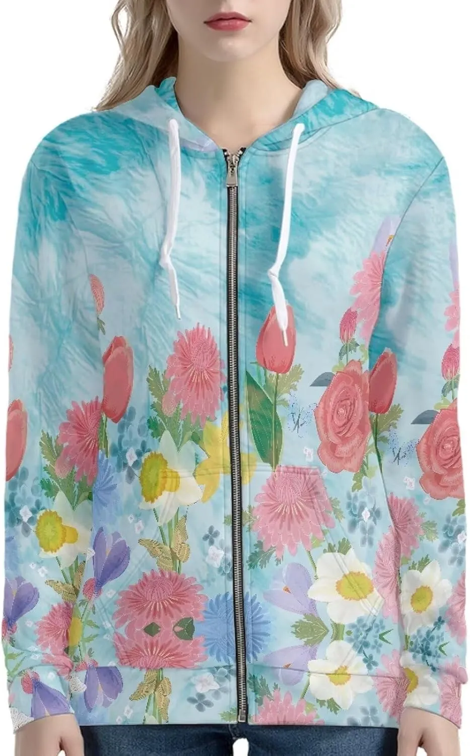 Womens Tie Dye Sweatshirt Merry And Bright Sweatshirt Zip Up Hoodie