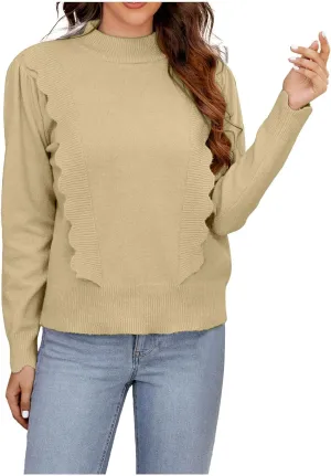 Womens Tops Crewneck Sweater Blouses for Women Long Sleeve Crochet Knit Plain Winter Fall Shirts 2023 Fashion Y2K