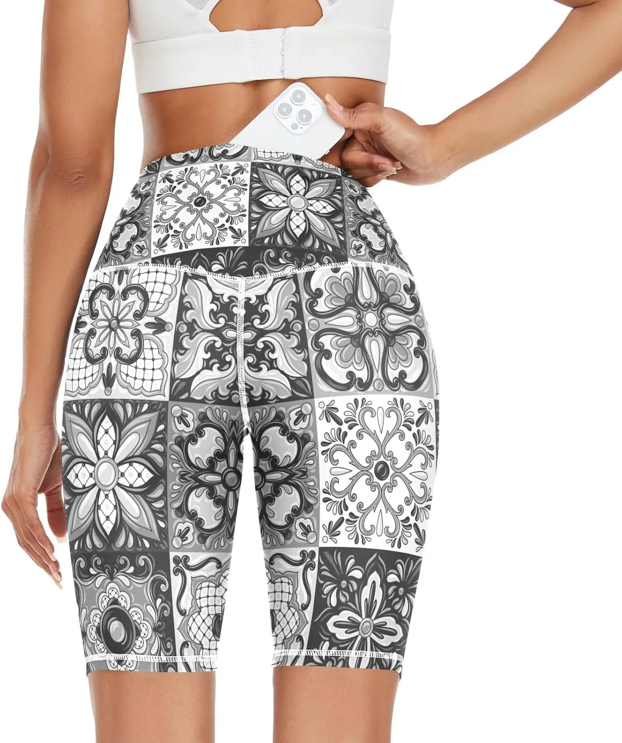 Women's Tummy Control Yoga Leggings, Shorts with Back Pocket, Capri Pants XS-XXL