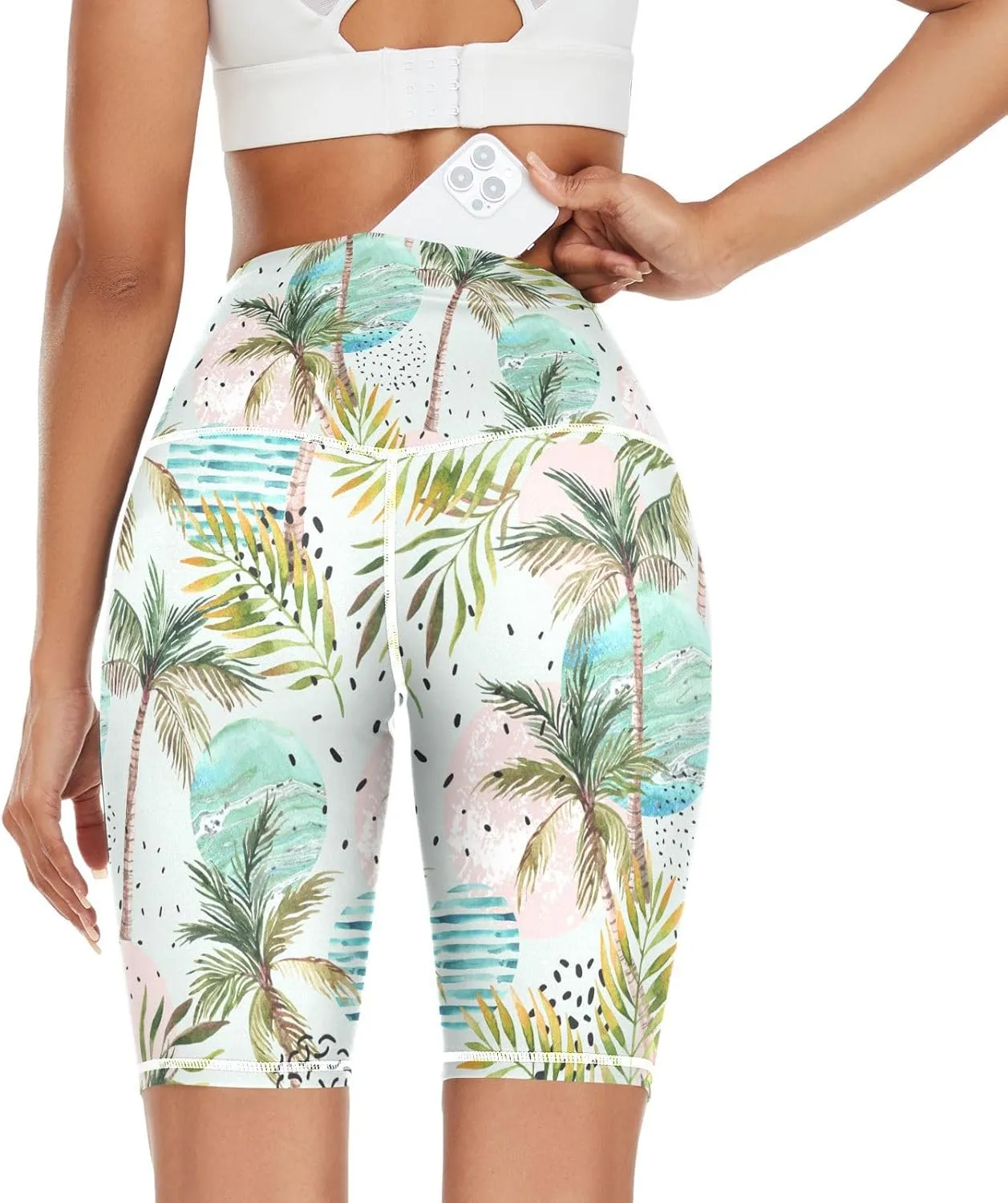Women's Tummy Control Yoga Leggings, Shorts with Back Pocket, Capri Pants XS-XXL