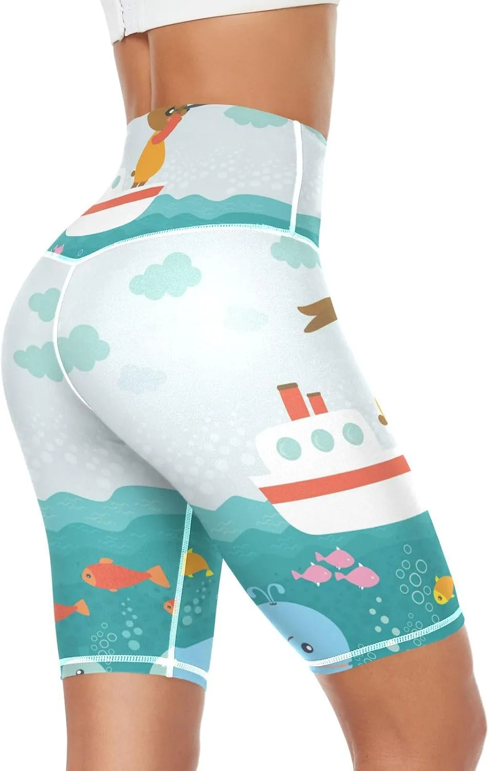 Women's Tummy Control Yoga Leggings, Shorts with Back Pocket, Capri Pants XS-XXL