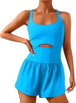Womens Workout Romper Sexy Sleeveless Athletic Rompers One-Piece Running Onesie Jumpsuit Summer Gym Casual Valentine Gift