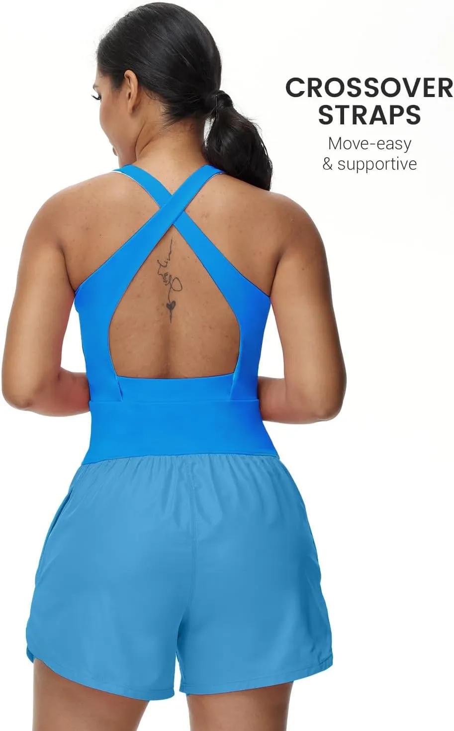 Womens Workout Romper Sexy Sleeveless Athletic Rompers One-Piece Running Onesie Jumpsuit Summer Gym Casual Valentine Gift