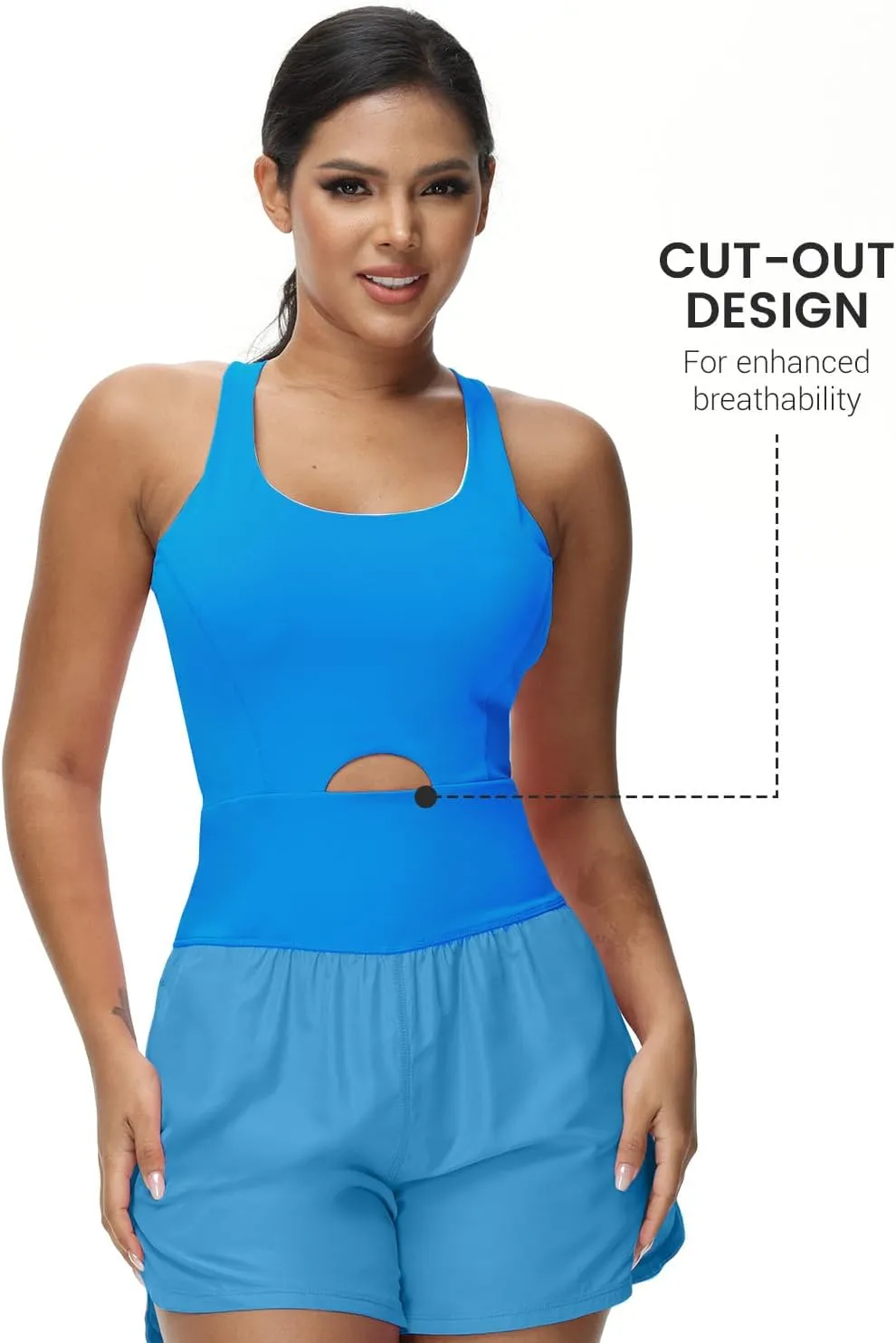 Womens Workout Romper Sexy Sleeveless Athletic Rompers One-Piece Running Onesie Jumpsuit Summer Gym Casual Valentine Gift