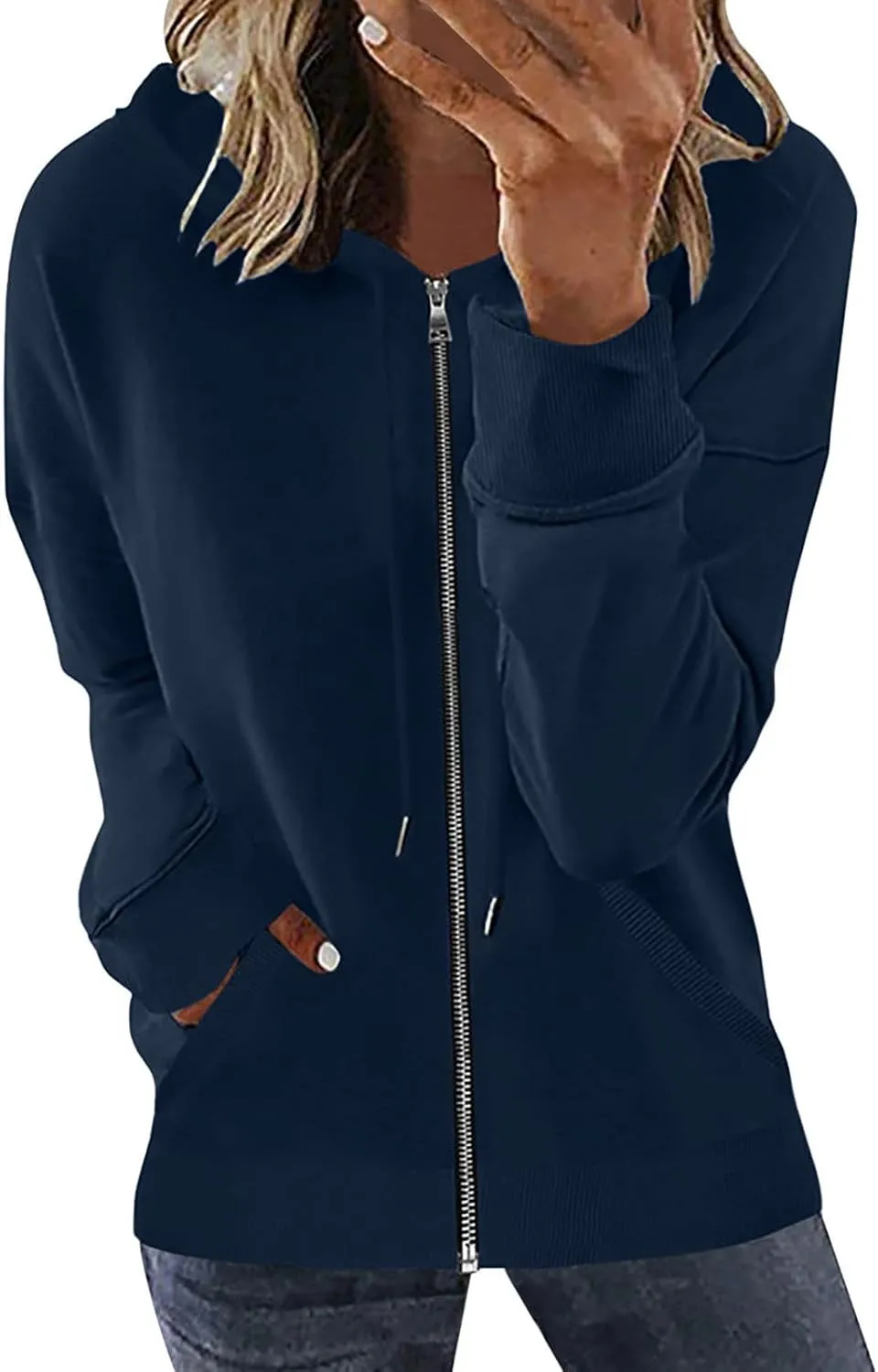 Womens Zip Up Hoodies Long Sleeve Drawstring Sweatshirts Fall Outfits Oversized Sweaters Casual Fashion Jackets 2024