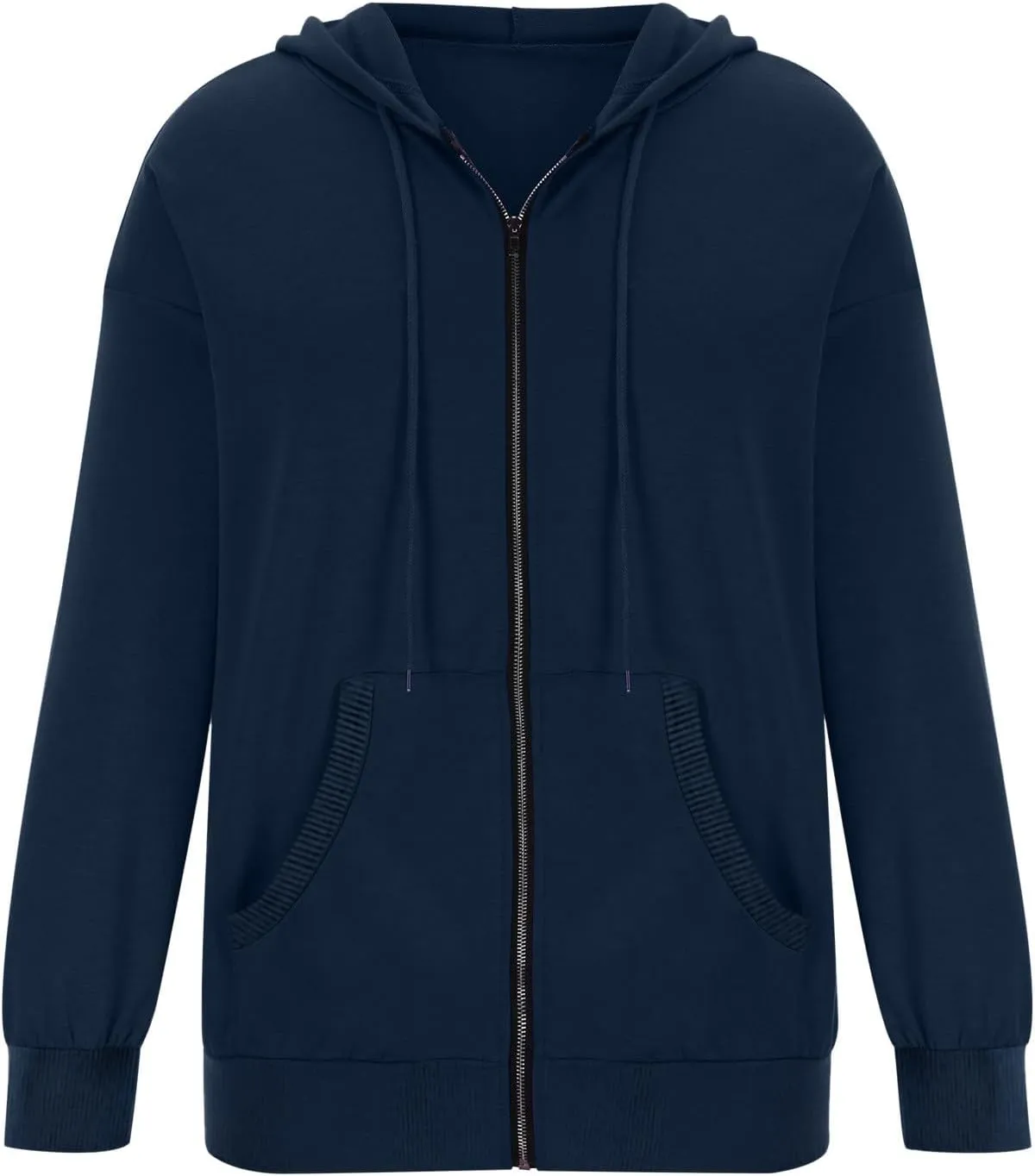Womens Zip Up Hoodies Long Sleeve Drawstring Sweatshirts Fall Outfits Oversized Sweaters Casual Fashion Jackets 2024
